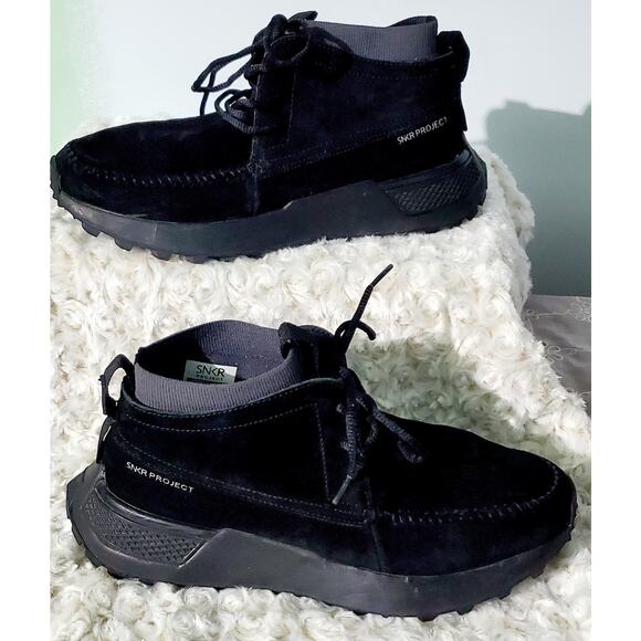 SNKR Project Black Suede Sock Boot Size 10 EU 43 Sneaker Athleisure Comfort - Picture 2 of 8